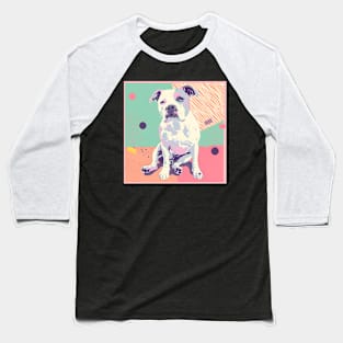 70s American Staffordshire Terrier Vibes: Pastel Pup Parade Baseball T-Shirt